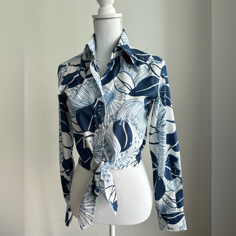 Dolce & Gabbana Floral cropped cotton poplin shirt